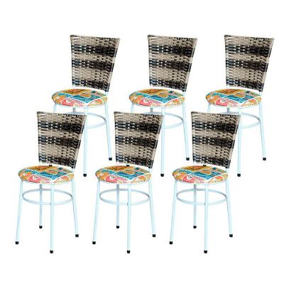 6 Cadeiras Para Mesa Branca Hawai Cappuccino Premium Assento Floral Happy Hour