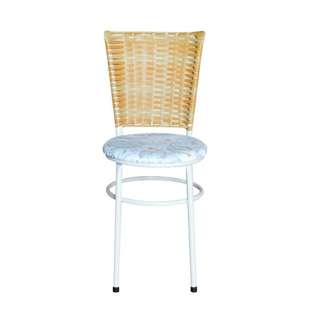 4 Cadeiras Para Mesa Branca Hawai Palha Com Assento Floral Gelo - 3