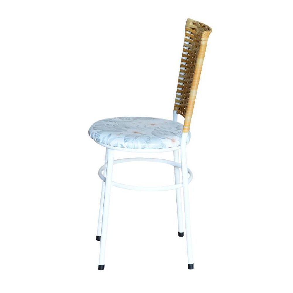 4 Cadeiras Para Mesa Branca Hawai Palha Com Assento Floral Gelo - 4
