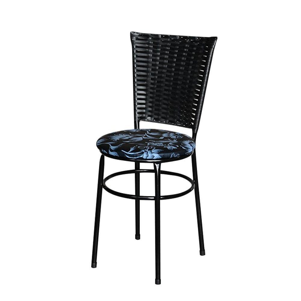 6 Cadeiras Para Mesa Preta Hawai Preto Assento Floral Preto - 2