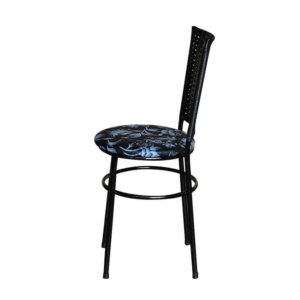 6 Cadeiras Para Mesa Preta Hawai Preto Assento Floral Preto - 4
