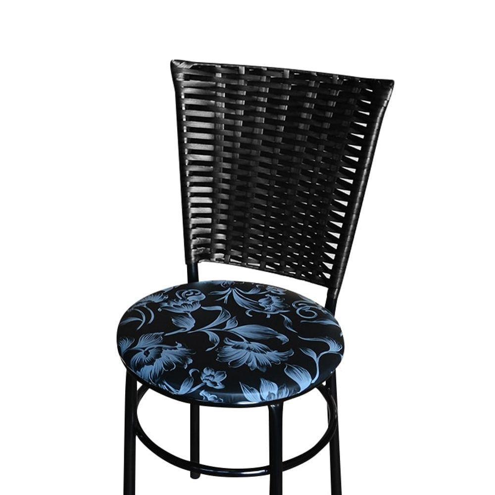 6 Cadeiras Para Mesa Preta Hawai Preto Assento Floral Preto - 5