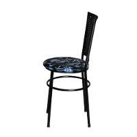 6 Cadeiras Para Mesa Preta Hawai Preto Assento Floral Preto