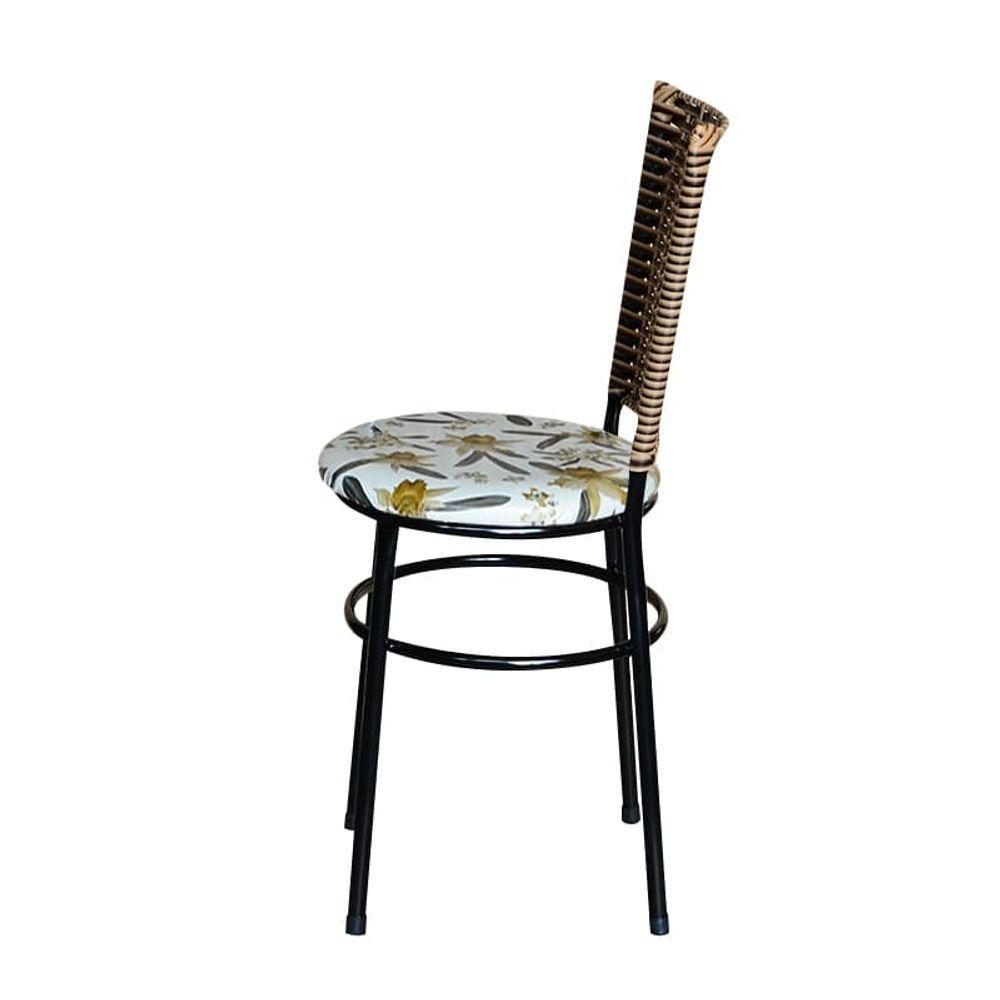 6 Cadeiras Para Mesa Preta Hawai Avelã Assento Floral Orquídea - 4