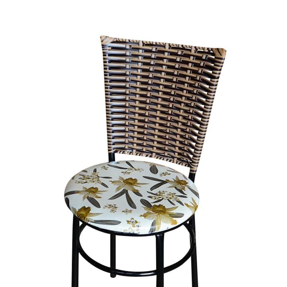6 Cadeiras Para Mesa Preta Hawai Avelã Assento Floral Orquídea - 5