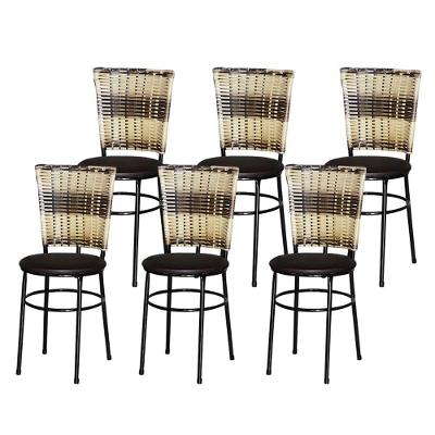 6 Cadeiras Para Mesa Preta Hawai Cappuccino Premium Marrom