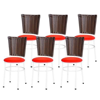 6 Cadeiras Para Mesa Branca Hawai Avelã Vermelho