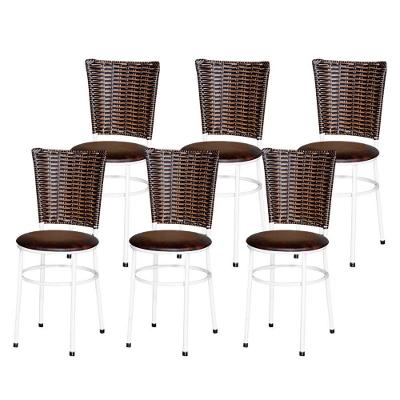 6 Cadeiras Para Mesa Branca Hawai Avelã Marrom