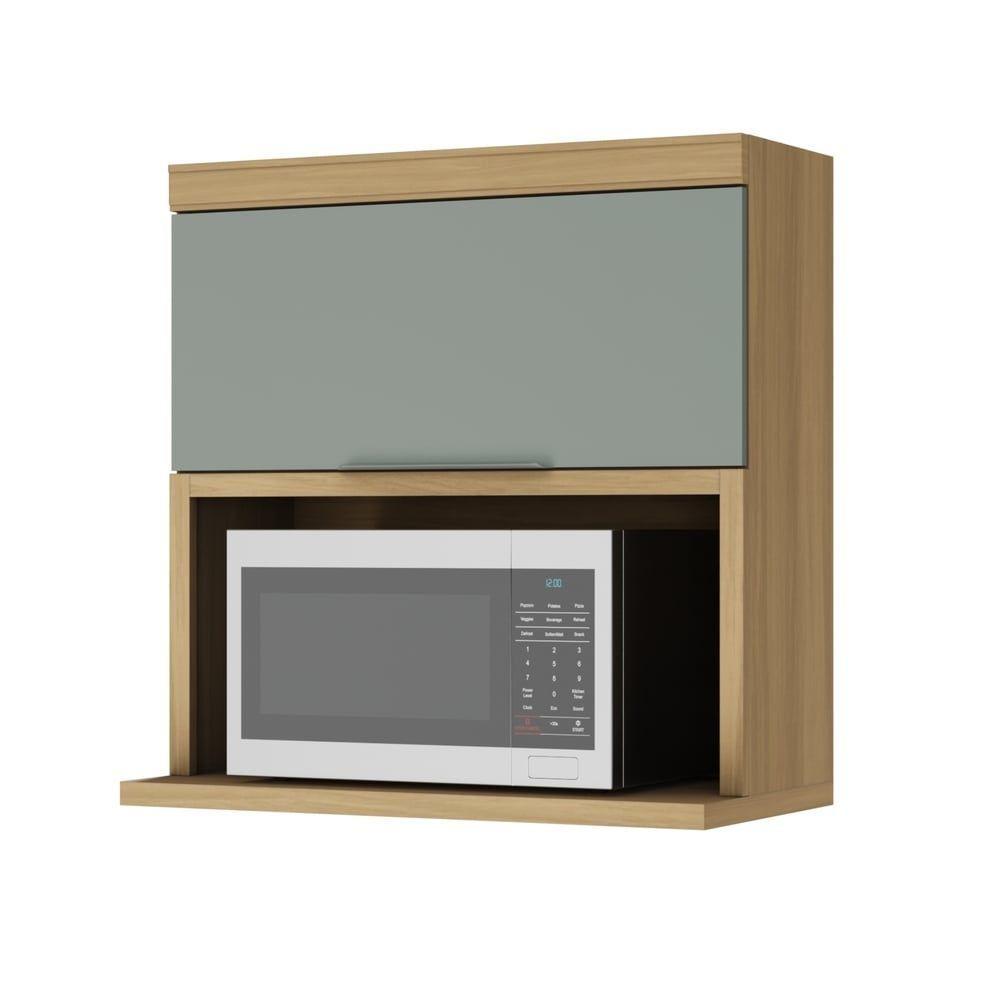 Armário Aéreo Marquesa Nesher Mdf 1 Porta Basculante E 1 Nicho Para Microondas Nature-verde - 1