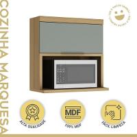 Armário Aéreo Marquesa Nesher Mdf 1 Porta Basculante E 1 Nicho Para Microondas Nature-verde - 3