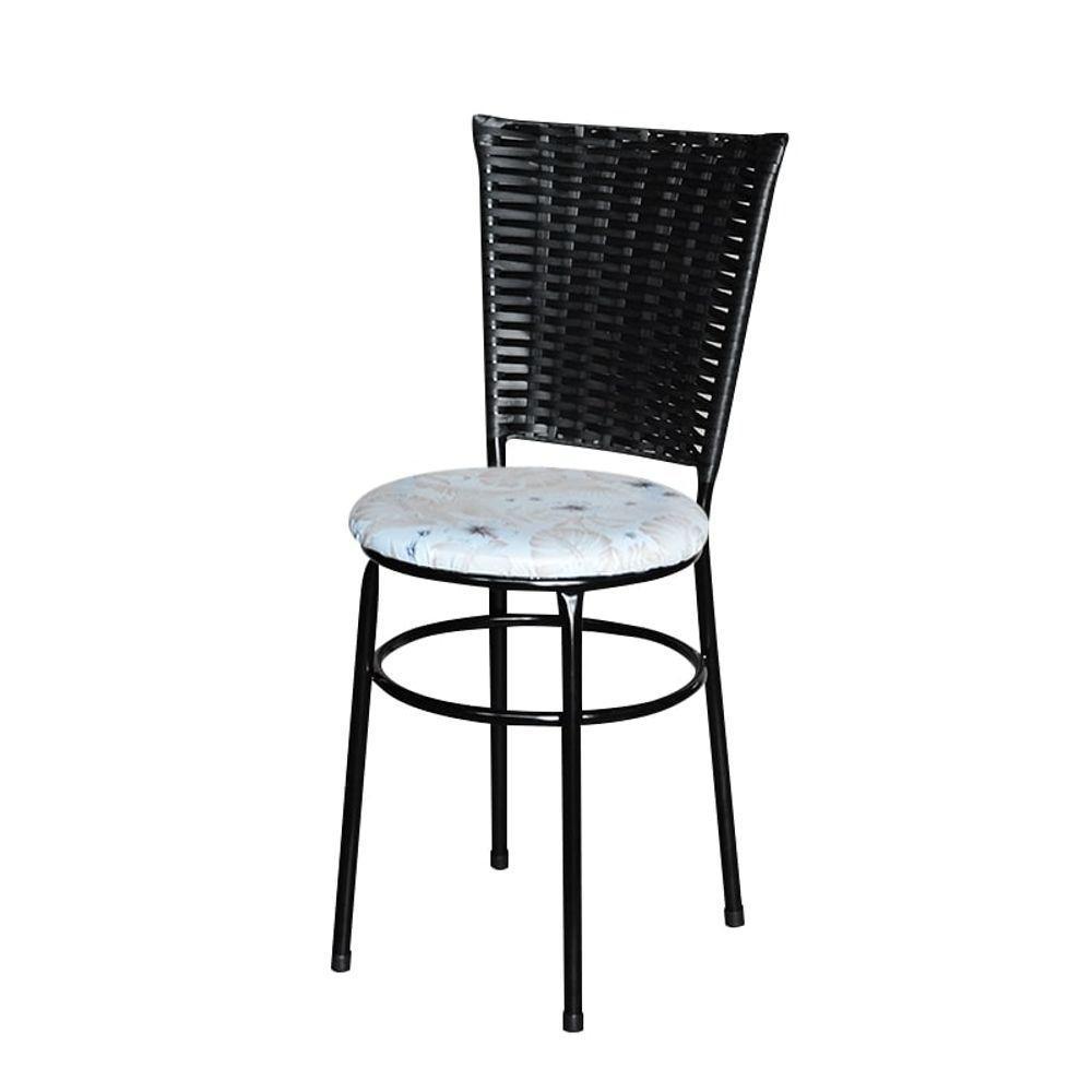 4 Cadeiras Preta Para Mesa Hawai Preta Assento Floral Areia - 2