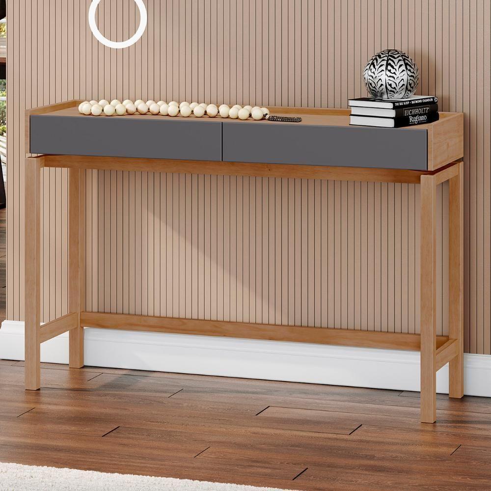 Aparador Sala De Estar 120cm Pé Madeira Soleil Tauari/grafite F07 - Mpozenato - 1