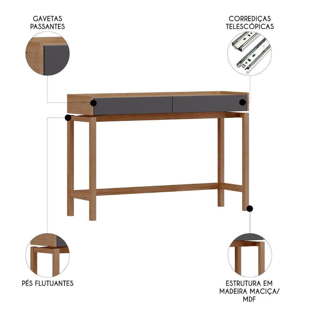 Aparador Sala De Estar 120cm Pé Madeira Soleil Tauari/grafite F07 - Mpozenato - 3