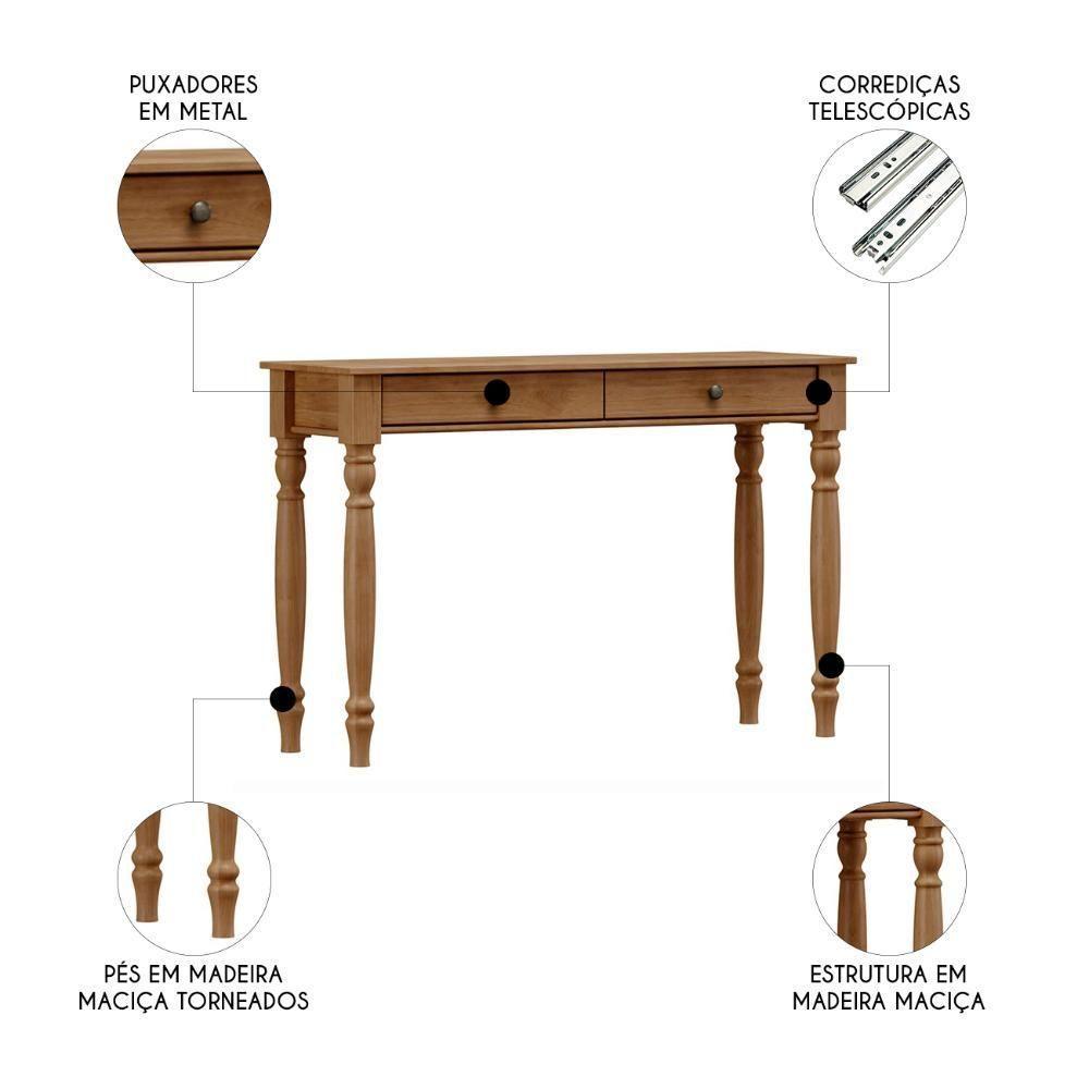 Aparador De Sala 120cm 2 Gavetas Pé Madeira Rubia Freijó F07 - Mpozenato - 4