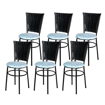 6 Cadeiras Para Mesa Preta Hawai Preto Assento Floral Gelo