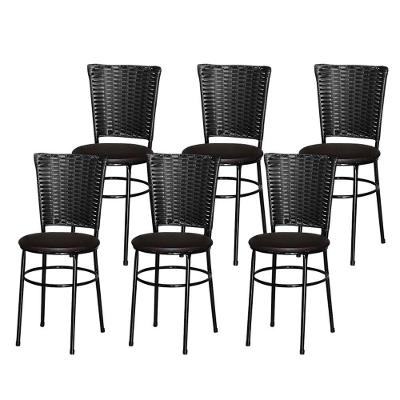 6 Cadeiras Para Mesa Preta Hawai Preto Marrom