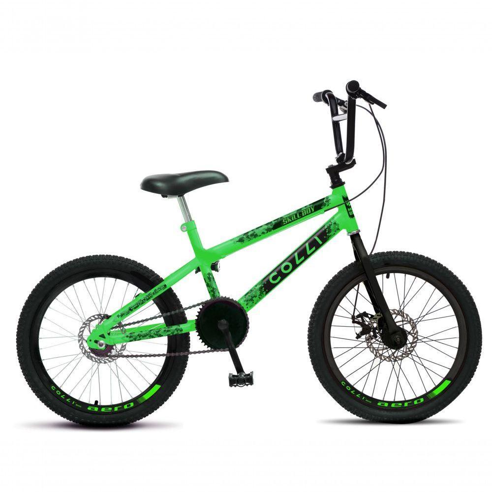 Bicicleta Colli Skill Boy Aro 20 Aero Guidão Cross Bmx Tam 14 Freios A Disco Verde - 1