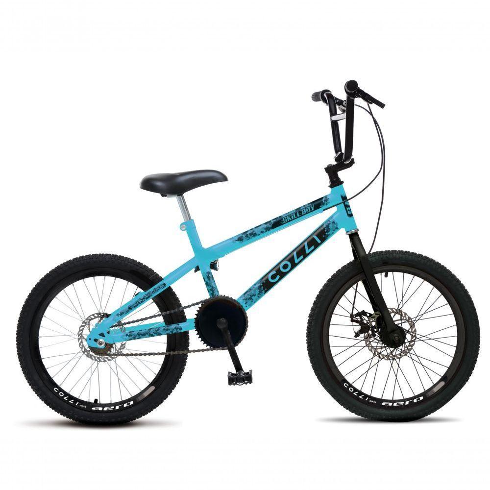 Bicicleta Colli Skill Boy Aro 20 Aero Guidão Cross Bmx Tam 14 Freios A Disco Azul Claro - 1