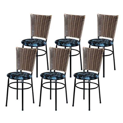 6 Cadeiras Para Mesa Preta Hawai Avelã Assento Floral Preto