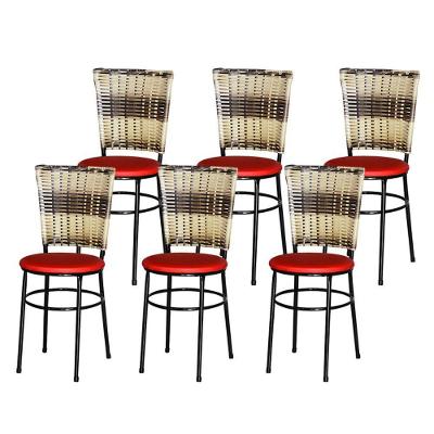 6 Cadeiras Para Mesa Preta Hawai Cappuccino Premium Vermelho