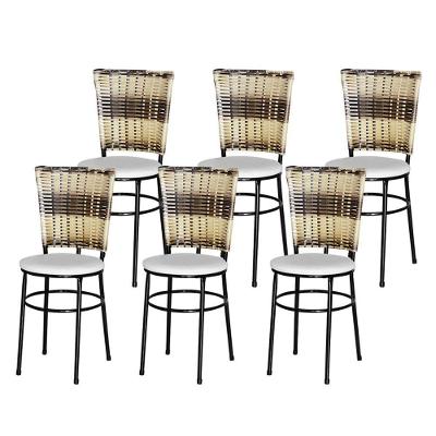 6 Cadeiras Para Mesa Preta Hawai Cappuccino Premium Branco