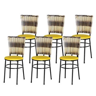 6 Cadeiras Para Mesa Preta Hawai Cappuccino Premium Amarelo