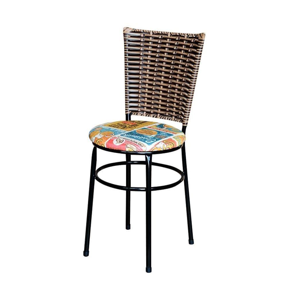 6 Cadeiras Para Mesa Preta Hawai Avelã Assento Floral Happy Hour - 2