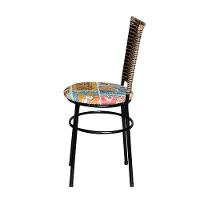 6 Cadeiras Para Mesa Preta Hawai Avelã Assento Floral Happy Hour