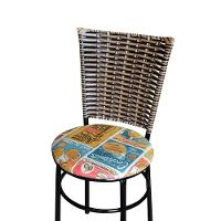 6 Cadeiras Para Mesa Preta Hawai Avelã Assento Floral Happy Hour - 5