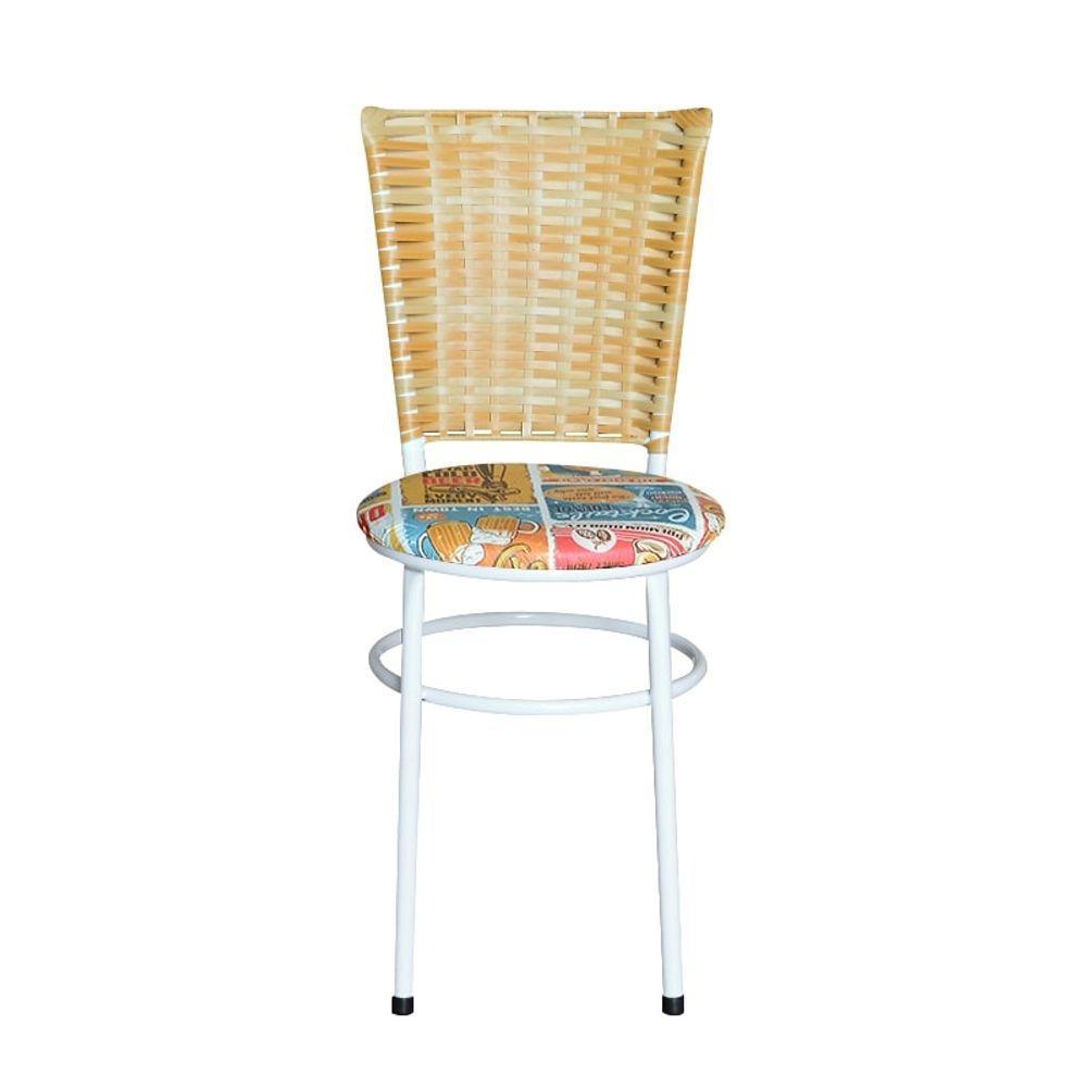 6 Cadeiras Para Mesa Branca Hawai Palha Assento Floral Happy Hour - 3