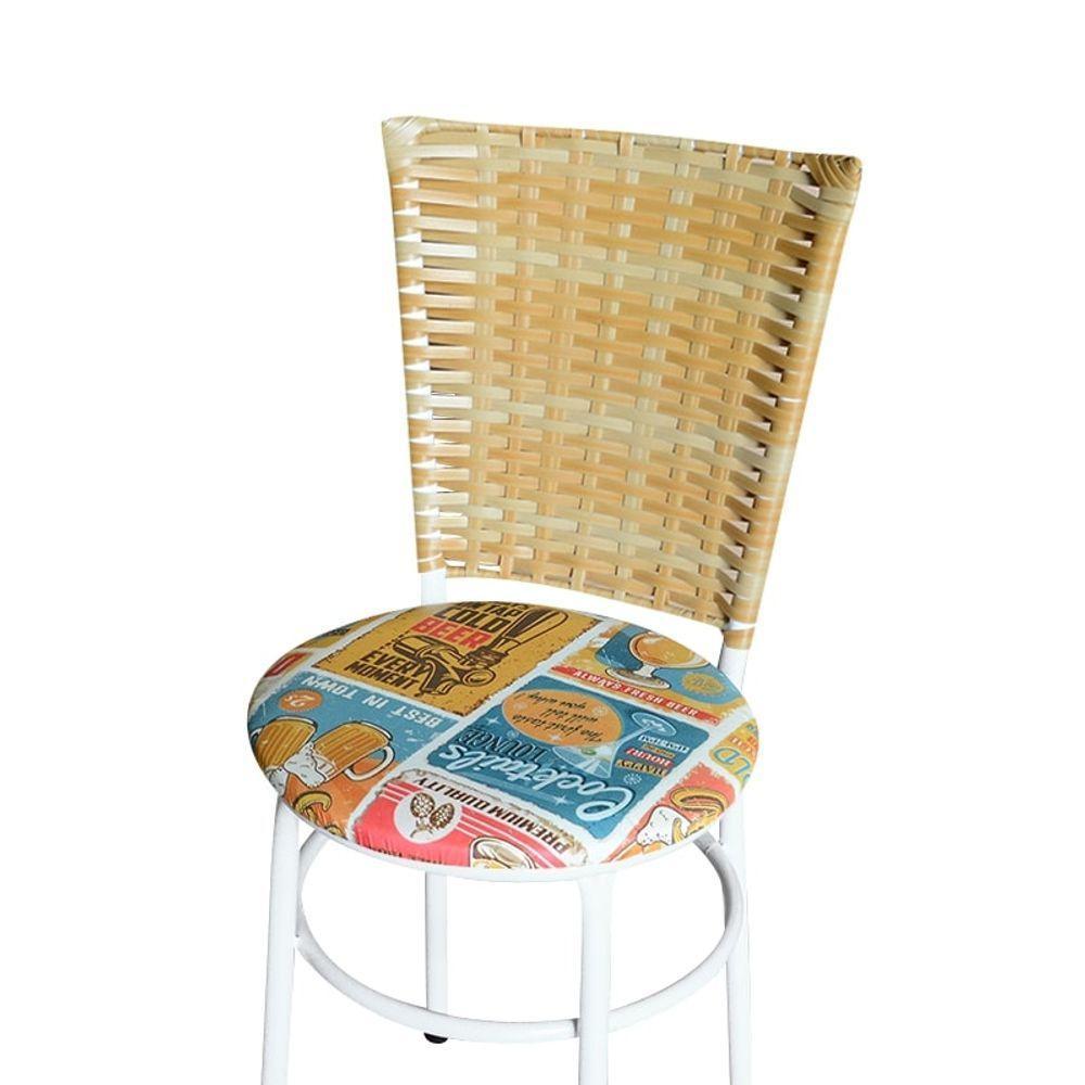 6 Cadeiras Para Mesa Branca Hawai Palha Assento Floral Happy Hour - 5