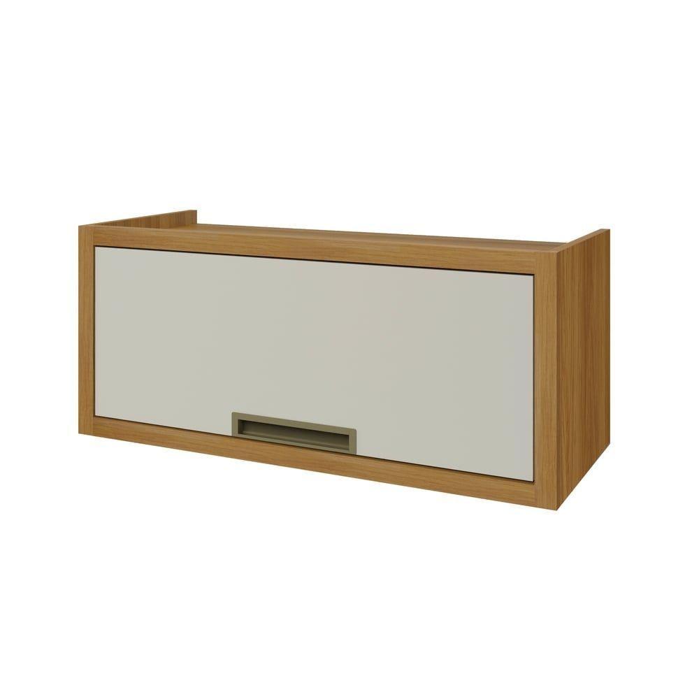 Armário Aéreo Para Geladeira 1 Porta Basculante Imperatriz Nesher Móveis Freijó-off White - 1