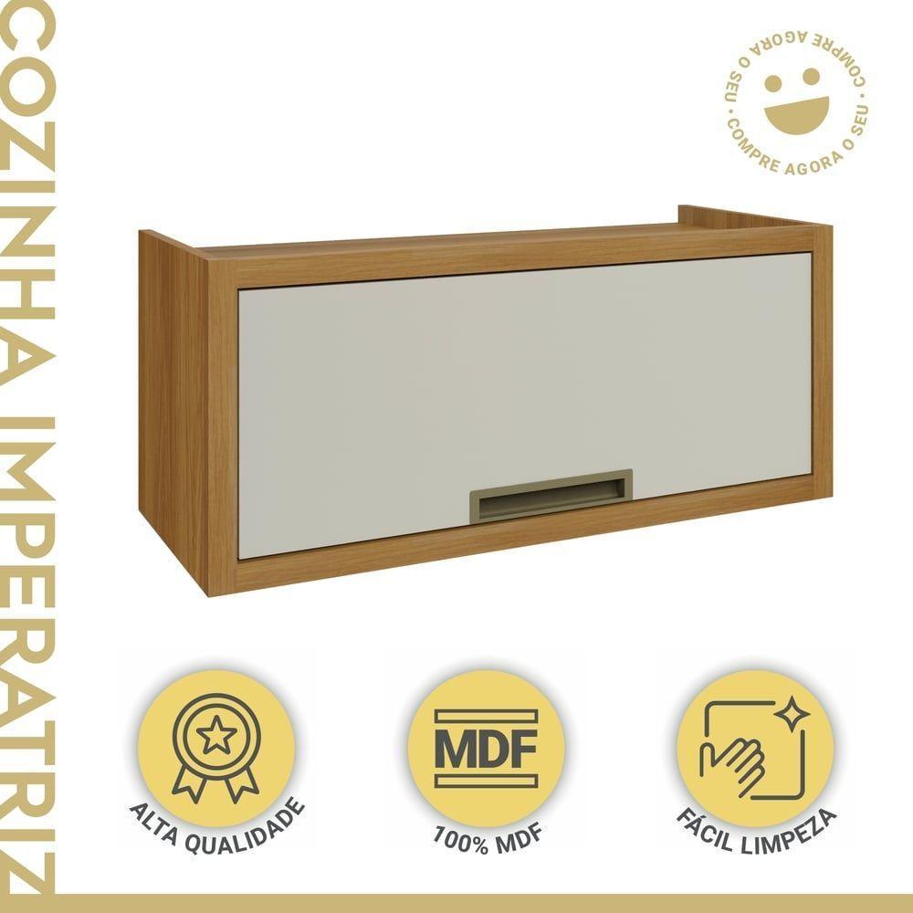 Armário Aéreo Para Geladeira 1 Porta Basculante Imperatriz Nesher Móveis Freijó-off White - 4