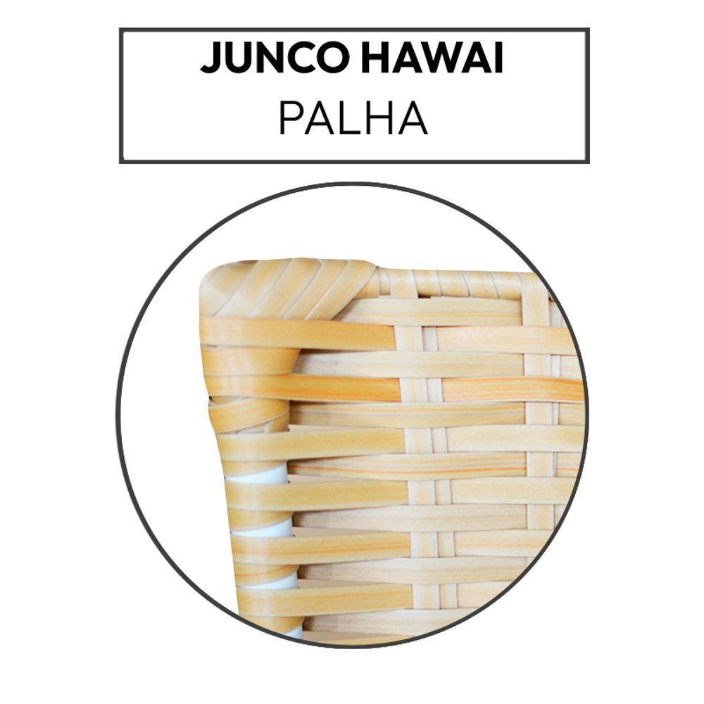 6 Cadeiras Para Mesa Branca Hawai Palha Assento Floral Preto - 6
