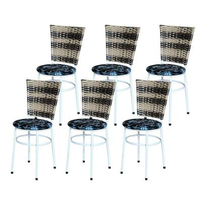 6 Cadeiras Para Mesa Branca Hawai Cappuccino Premium Assento Floral Preto