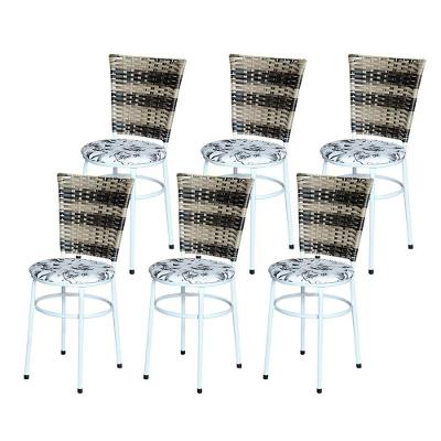 6 Cadeiras Para Mesa Branca Hawai Cappuccino Premium Assento Floral Branco