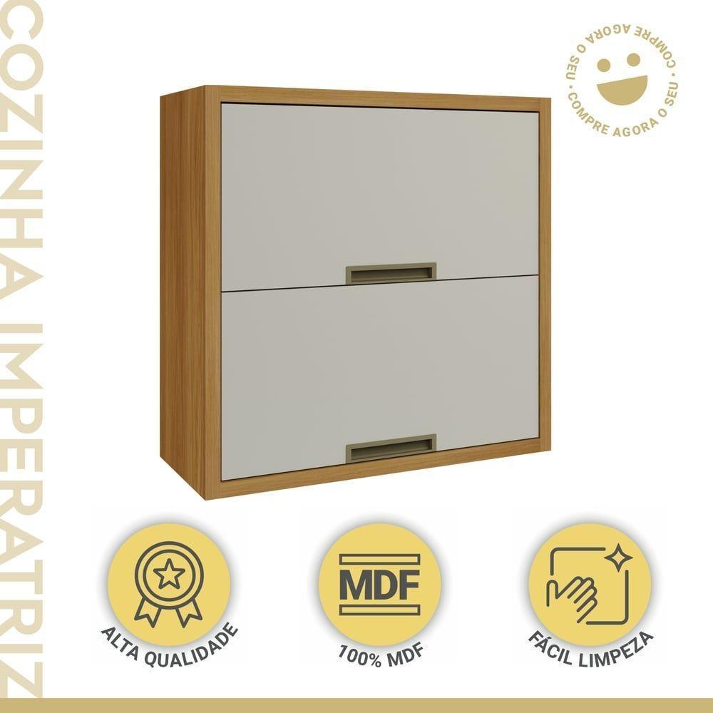 Armário Aéreo 2 Portas Basculantes Imperatriz Nesher Móveis Freijó-off White - 3