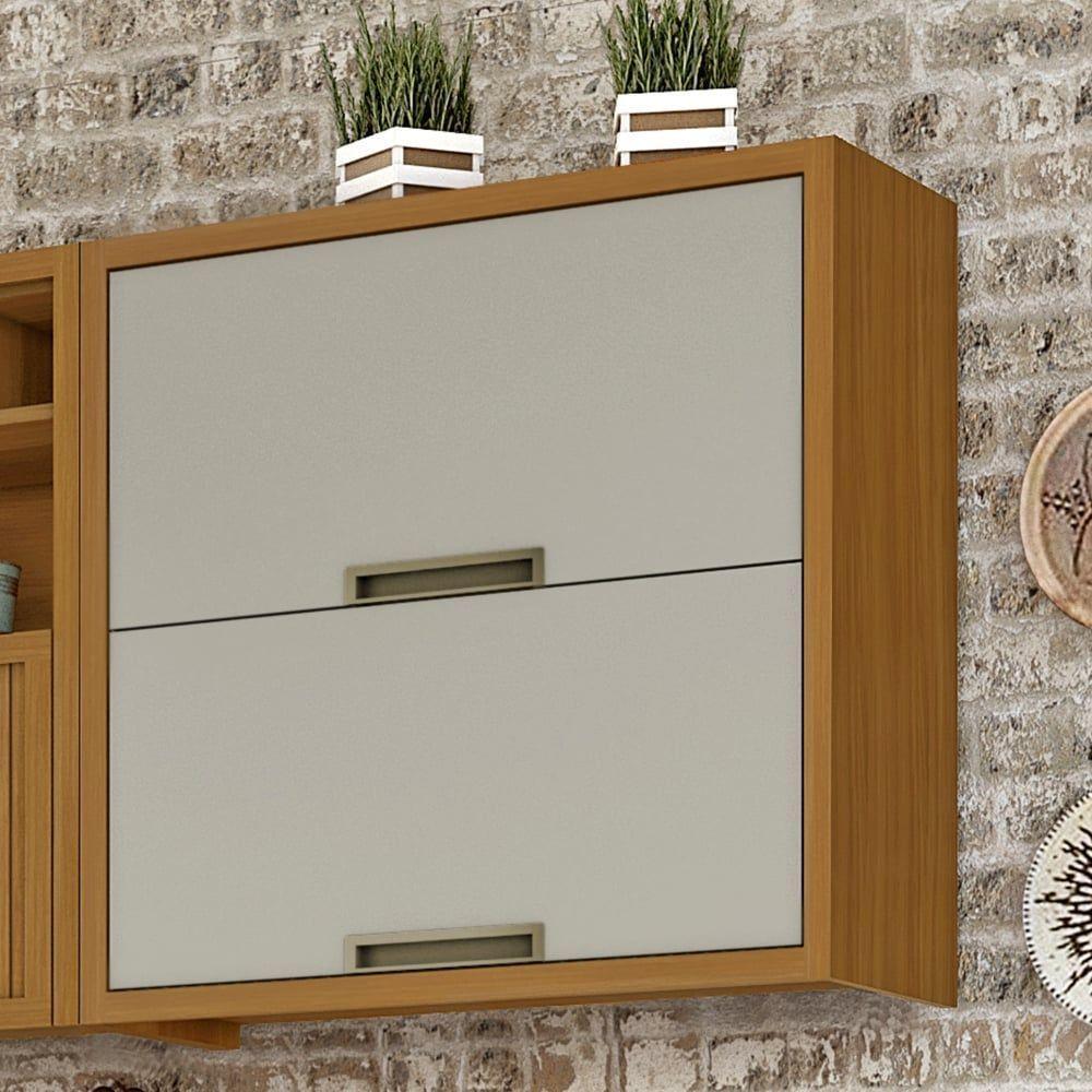 Armário Aéreo 2 Portas Basculantes Imperatriz Nesher Móveis Freijó-off White - 7