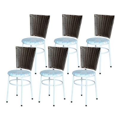 6 Cadeiras Para Mesa Branca Hawai Marrom Assento Floral Gelo