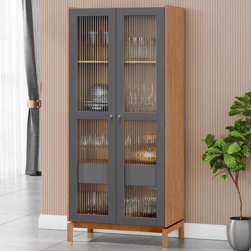 Cristaleira Portas Vidro 80cm Com Gaveta Soleil Tauari/grafite F07 - Mpozenato - 1