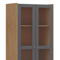 Cristaleira Portas Vidro 80cm Com Gaveta Soleil Tauari/grafite F07 - Mpozenato - 3