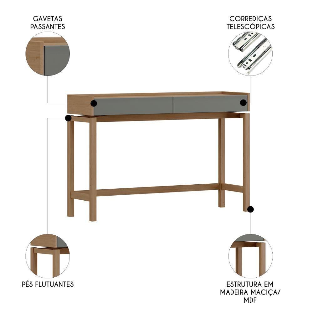 Aparador Sala De Estar 120cm Pé Madeira Soleil Oak/cinza F07 - Mpozenato - 3