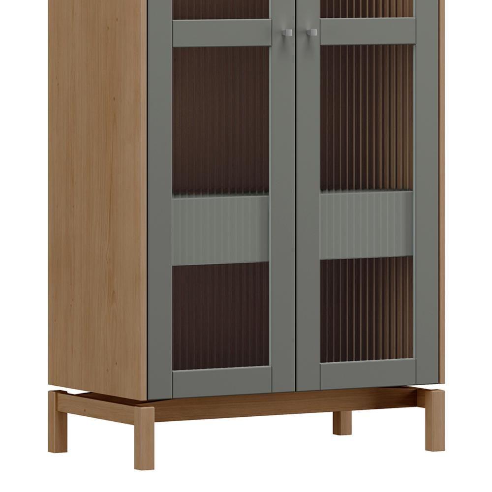 Cristaleira Portas Vidro 80cm Com Gaveta Soleil Oak/cinza F07 - Mpozenato - 7