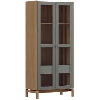 Cristaleira Portas Vidro 80cm Com Gaveta Soleil Oak/cinza F07 - Mpozenato - 2