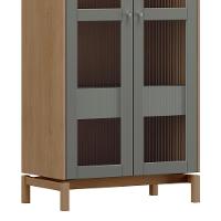 Cristaleira Portas Vidro 80cm Com Gaveta Soleil Oak/cinza F07 - Mpozenato - 7