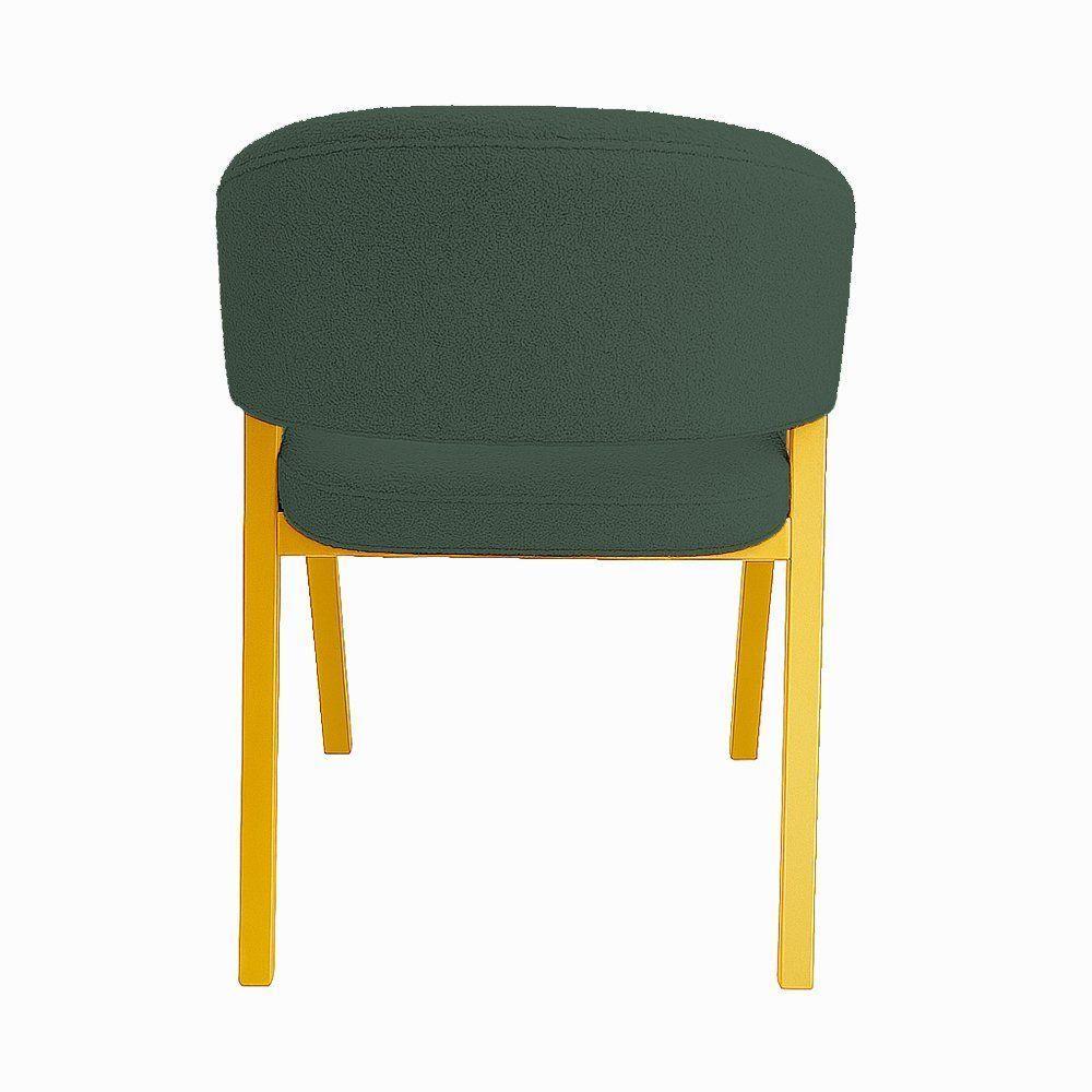 Cadeira De Jantar Antonella Boucle Estilo Poltrona Com Pés Dourados - 7 Decor Verde Escuro - 4