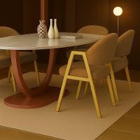 Cadeira De Jantar Antonella Boucle Estilo Poltrona Com Pés Dourados - 7 Decor Terracota - 2