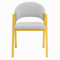 Cadeira De Jantar Antonella Boucle Estilo Poltrona Com Pés Dourados - 7 Decor Prata - 3