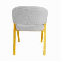 Cadeira De Jantar Antonella Boucle Estilo Poltrona Com Pés Dourados - 7 Decor Prata