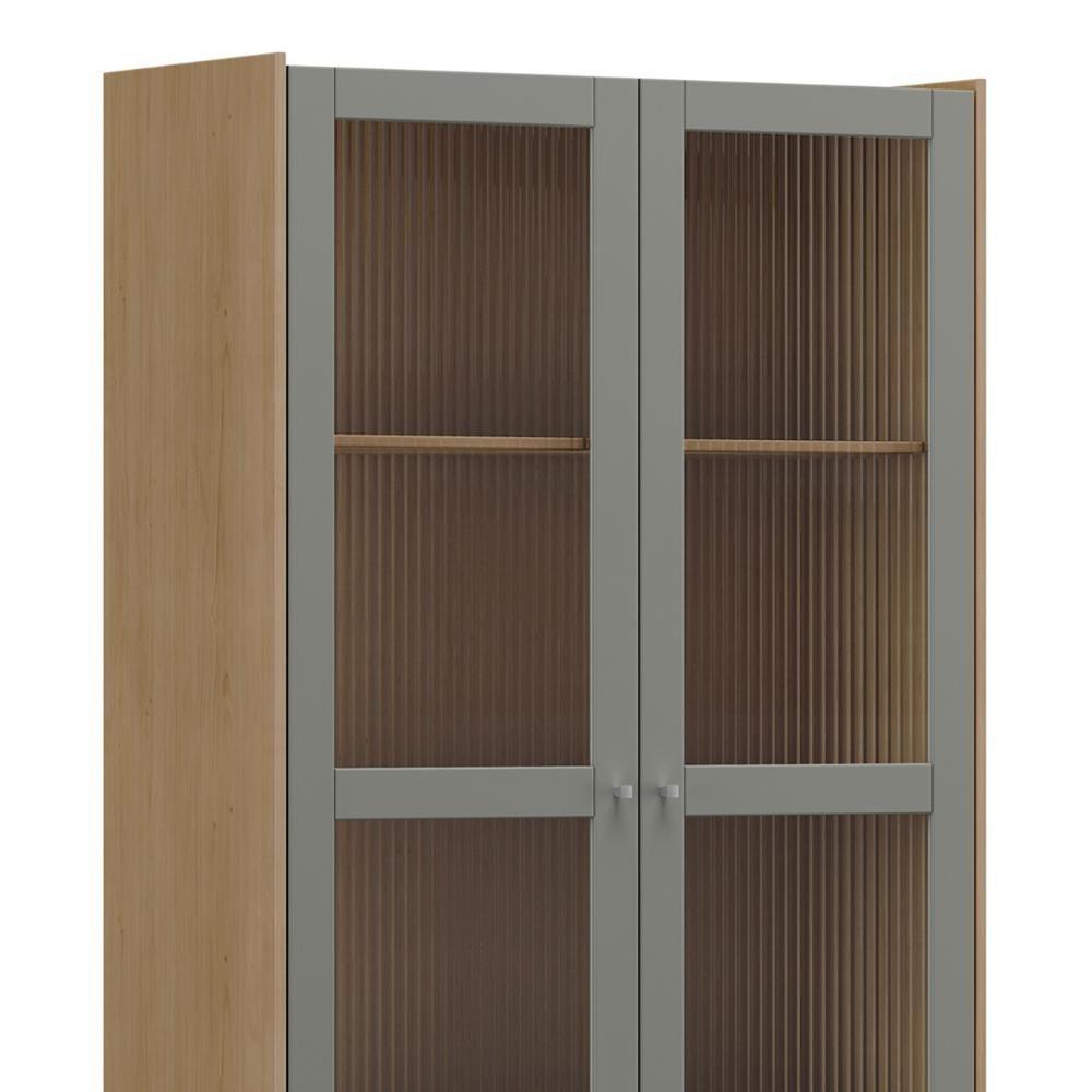 Cristaleira Portas Vidro 100cm Soleil Oak/cinza F07 - Mpozenato - 6
